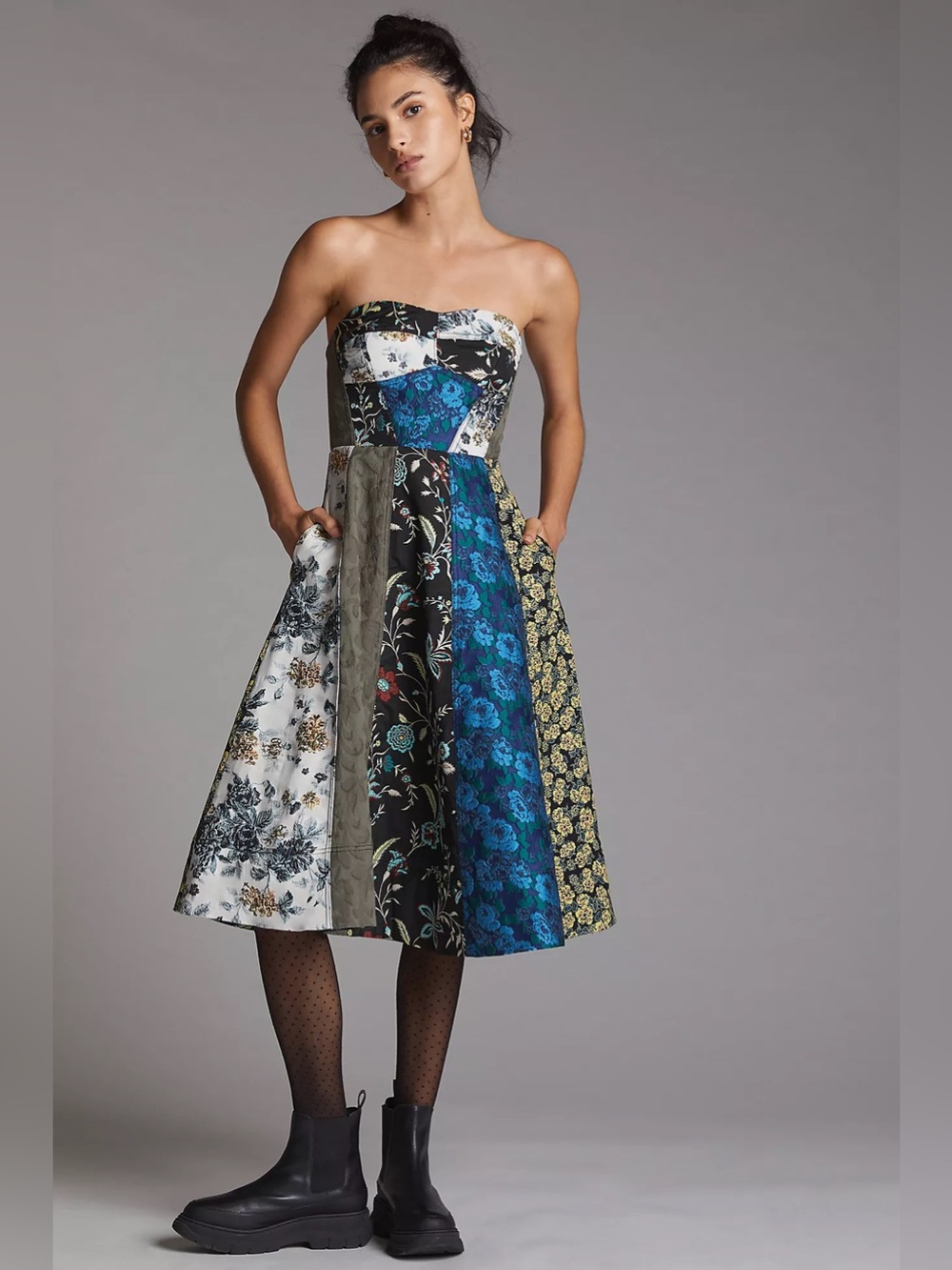 Anthropologie Floral Sweetheart Midi Dress Size 14
